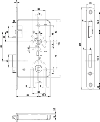 Objekt-Einsteckschloss 0515 BAD 20/ 65/78/8mm DIN R silber rd Kl 3 Zinkdruck.BKS